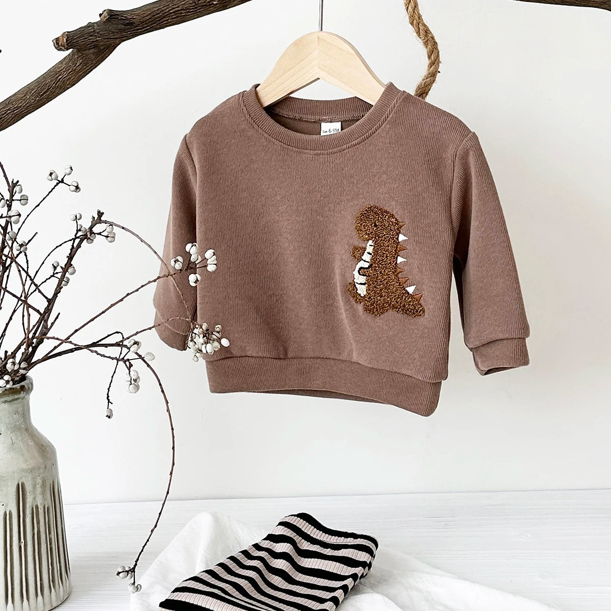 2024 Autumn Baby Clothes Sets Boy Girl Baby Infant Suits Cute Cartoon Animal/Dinosaur Embroidery Warm Top+Pants Newborn Clothes