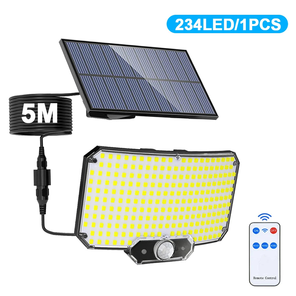 254/243LED Outdoor Solar Lights Garden Solar Powered Security Light Flood Light Motion Sensor 3 Mode Waterproof Garden Shed Yard