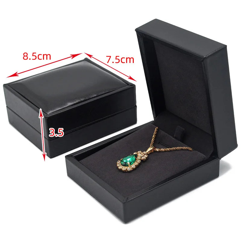 Black PU Leather Ring Box Jewelry Packing Box Necklace Pendant Bracelet Gift Box Earrings Necklace Bracelet Packing Set
