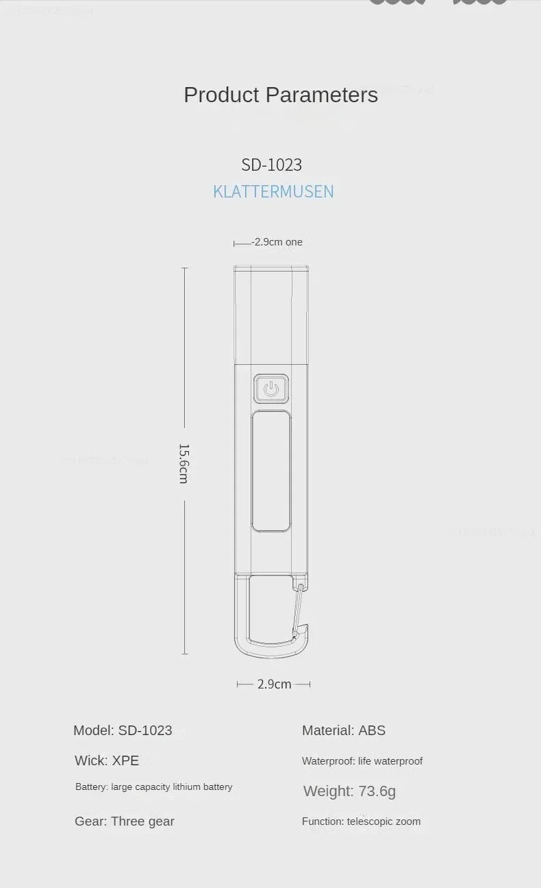 Xiaomi SMILING SHARK Outdoor Flashlight Portable Strong Lights Variable Focus with Home Camping Fishing Walking Lighting Lamp