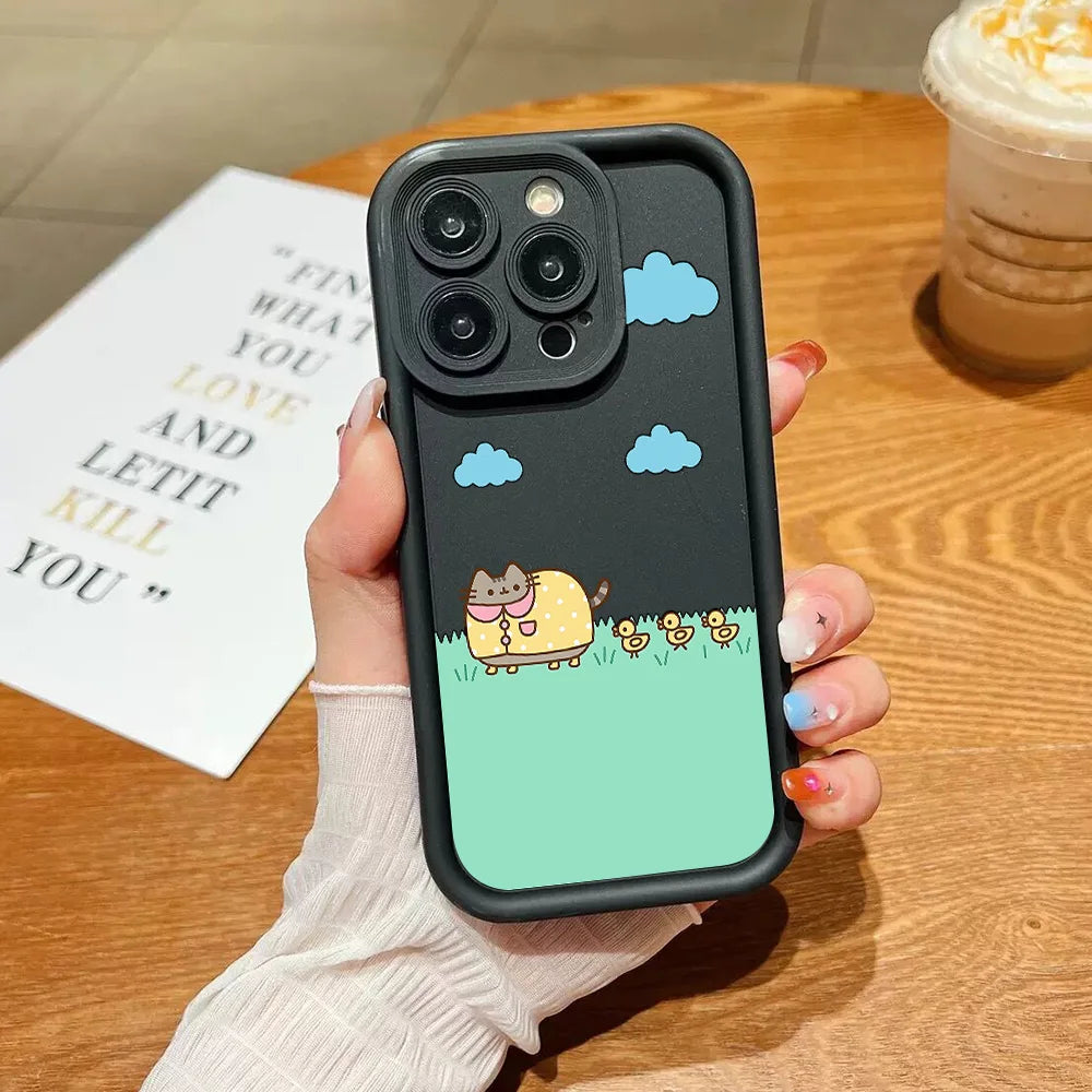 Funny Lovely Pusheen Cat Phone Case For OnePlus 12 12R 11 11R 10R 8T Nord CE Ace 2 3 4 Lite 4G 5G Soft Silicone TPU Back Cover