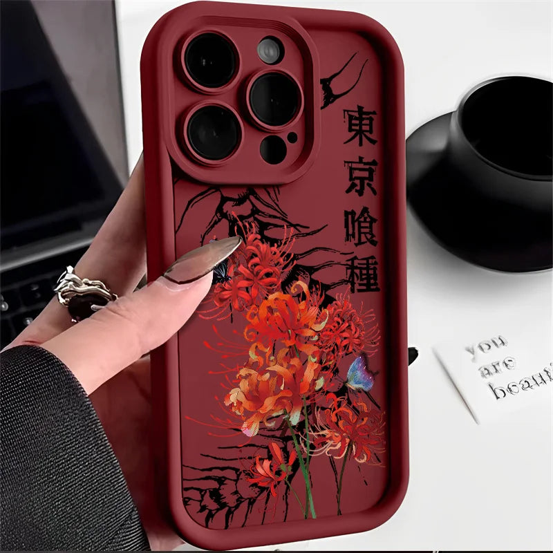 Anime Red Spider Lily T-Tokyo GhoulS Phone Case For IPhone 17 16e 16 15 14 13 12 11 Air Pro Max Mini XR Plus Soft TPU Back Cover