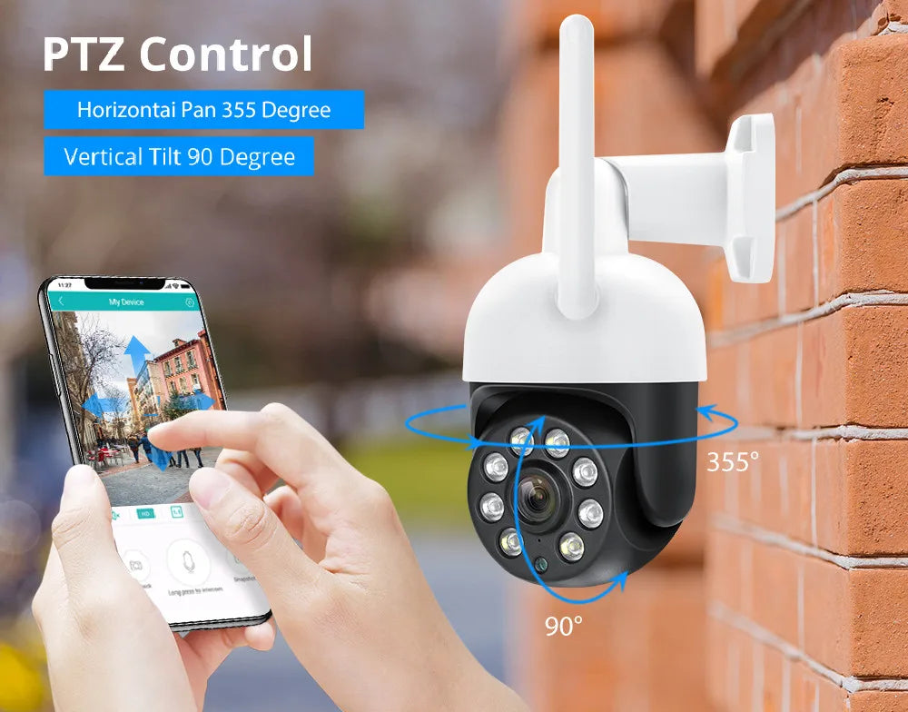 MISEC HD 4MP PTZ Wifi Wireless IP Camera Outdoor Human Detect  Two Way Communication Security Surveillance  Color Night Vision