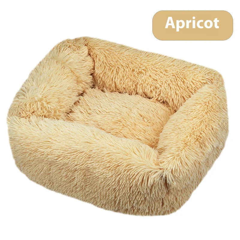Square plush pet bed, provides warmth in winter, suitable for cats and dogs, can be used as a mattress, pet supplies
