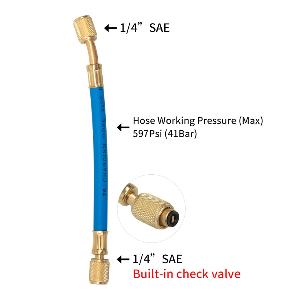 Car A/C Oil/Dye Injector 30Ml 1Oz with Low Side Quick Coupler Adapter 1/4 Air Conditioning Automotive Oiler Injection Syringe