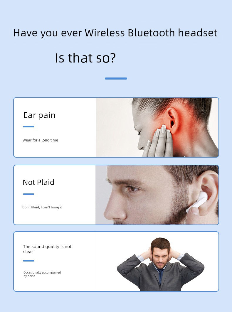 Non-Entry Ear Clip Bluetooth Headset Mini Running Painless Driving Rider Take-out Sports Single and Double Ear Hanging Long Standby