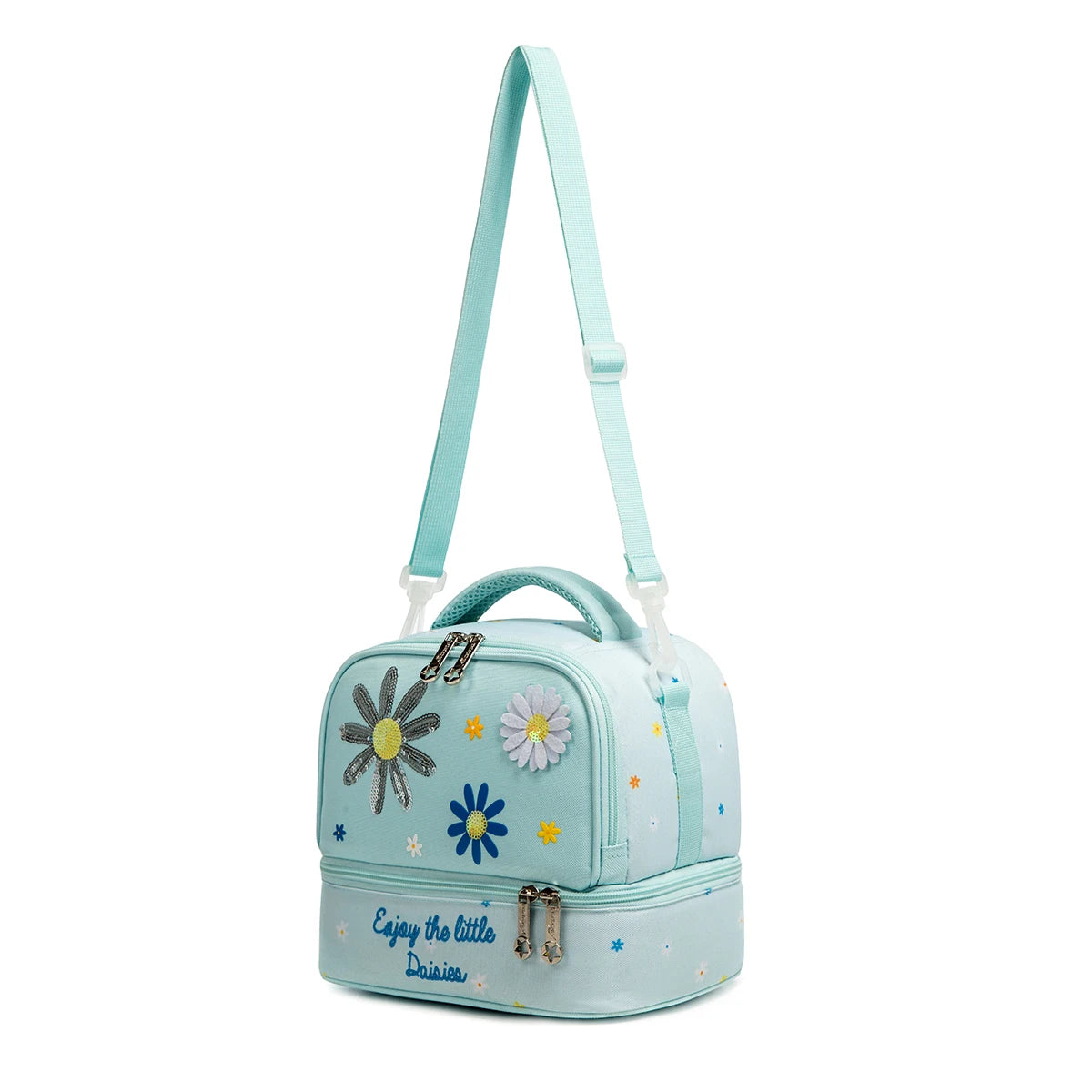 Kids Dual Compartment Lunch Bag for Girls, Double Decker Cooler Insulated Lunch Box Large Meal Tote for Kids