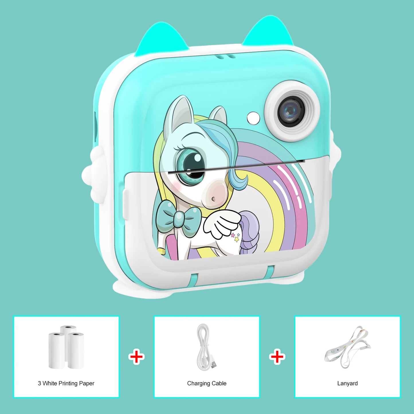 Print Camera for Kids Bluetooth Wireless Inkless Instant Print Connected APP Take Photo Video Record Camera Boys Girls Gift Toys