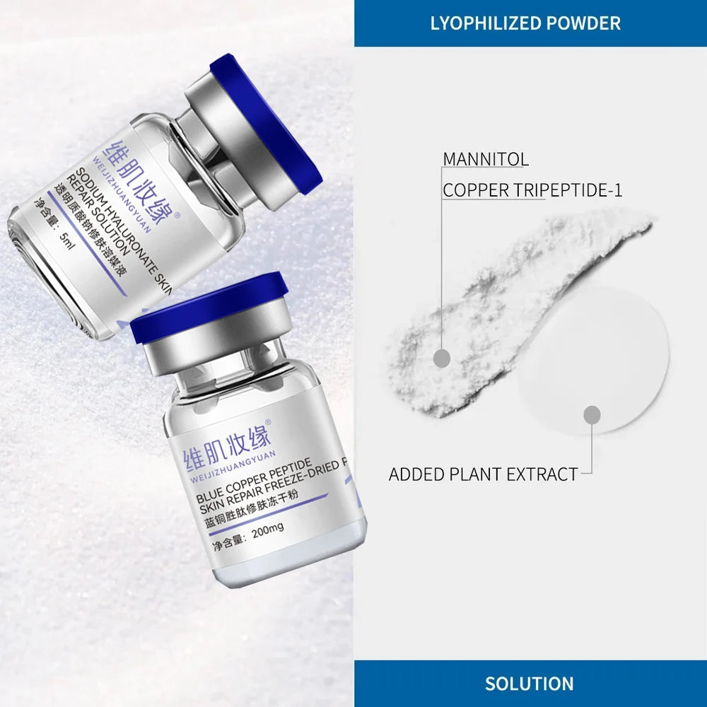Blue Copper Peptide Freeze Drying Set Freeze-dried Powder, Improve Wrinkle Essence Shrink Pores Acne Treatment Skin Care Set