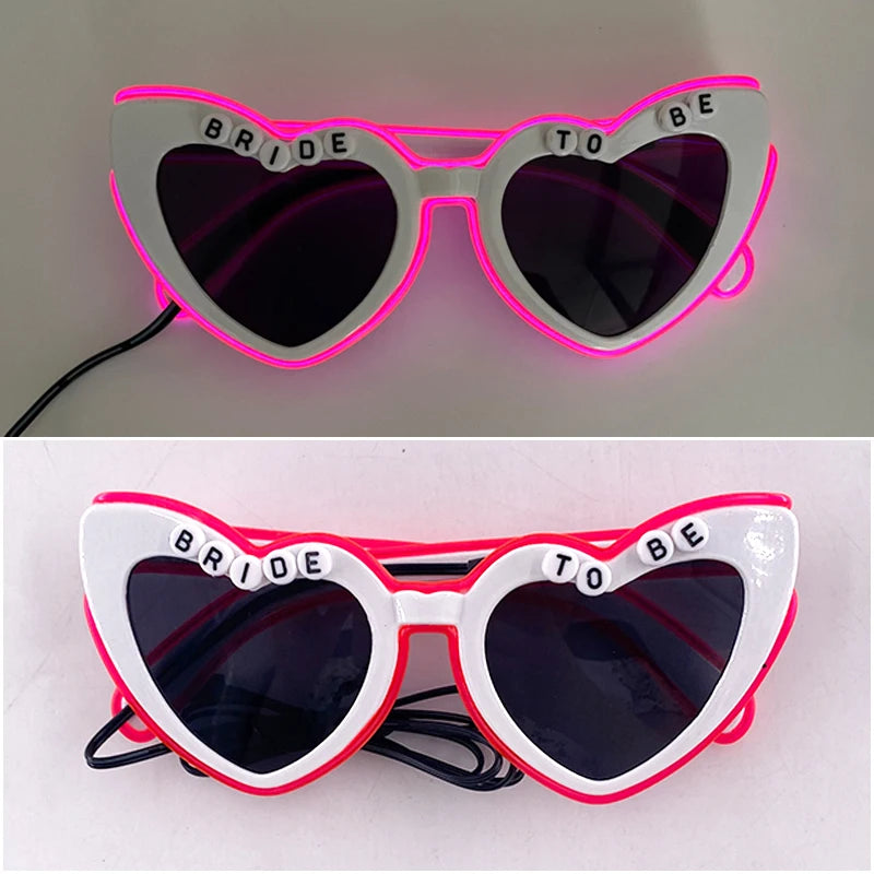 LED Just Married Glasses Wedding Bride To Be Surprise Gift Couple Glasses Souvenirs Glowing Heart Glasses Married Sunglasses