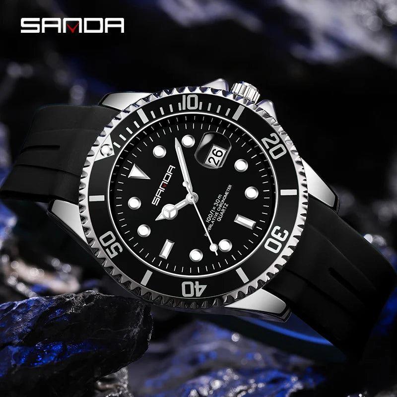 SANDA 2025Top Brand Luxury Fashion Men's Watches 30M Luminous Waterproof Quartz Wristwatch For Male Clock Calendar Relogio