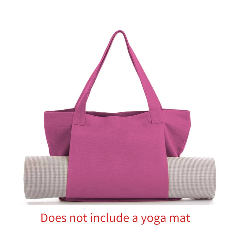 1pc Yoga Bag Yoga Mat Storage Tote Large Capacity Portable Canvas Storage Bag for Fitness Pilates Outdoor Exercise