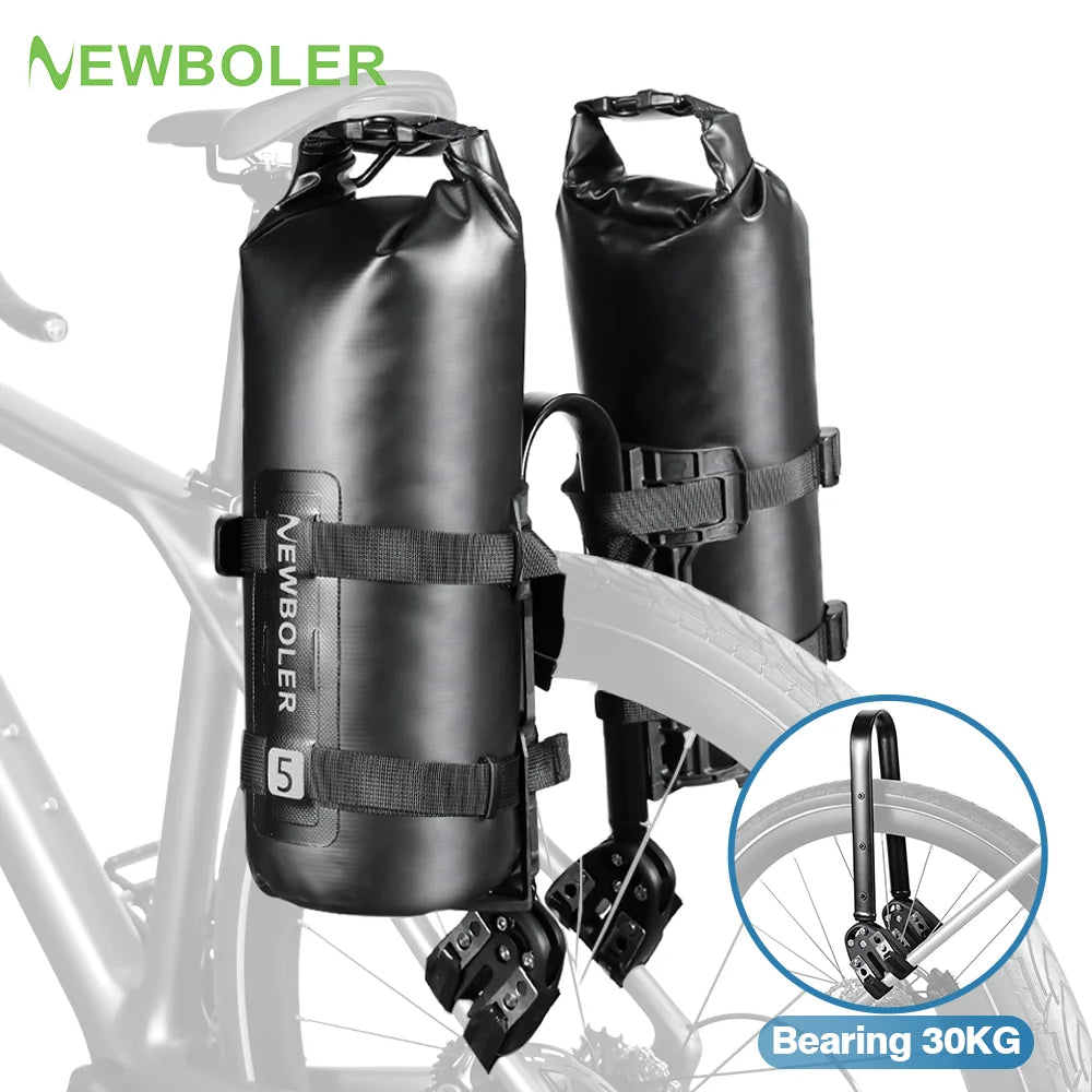 NEWBOLER Waterproof Bicycle Front Fork Bag Portable Bike Bag Bikepacking Luggage Bag Bicycle Rear Shelf Bicycle Luggage Carrier