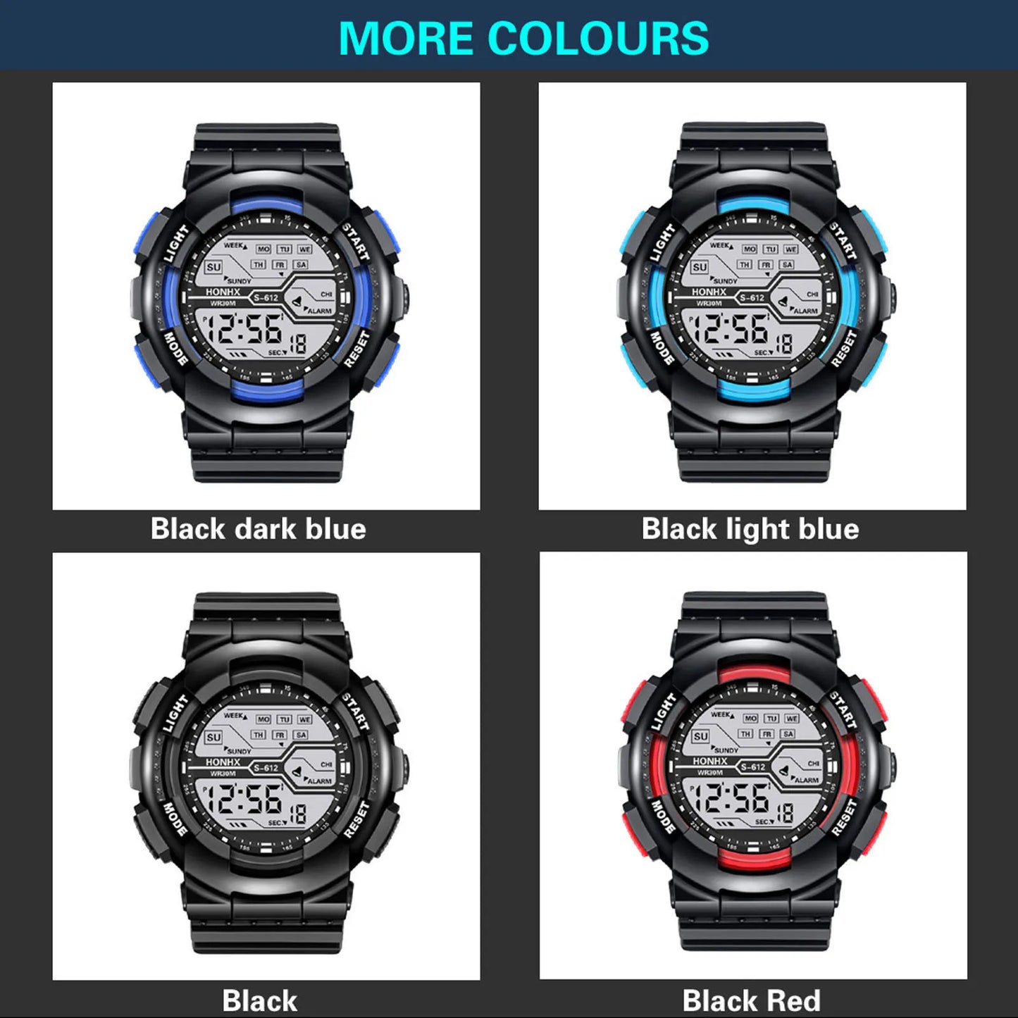 A Variety Of Styles Of Cool Sports Electronic Watches With Four Buttons