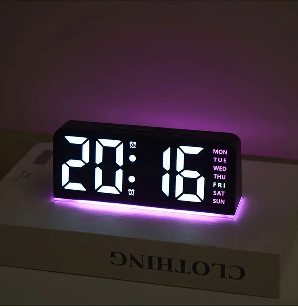 7'' LED Digital Alarm Clock Table Clock Three-Level Adjustable Brightness Dimmer/Dual Alarm/Temp/Date/Night Light for Bedrooms
