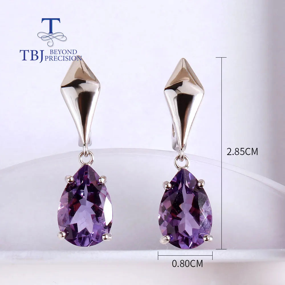 NEW  100% Natural amethyst  rings earrings Simple design jewelry set 925 silver fashion jewelry for women nice gift