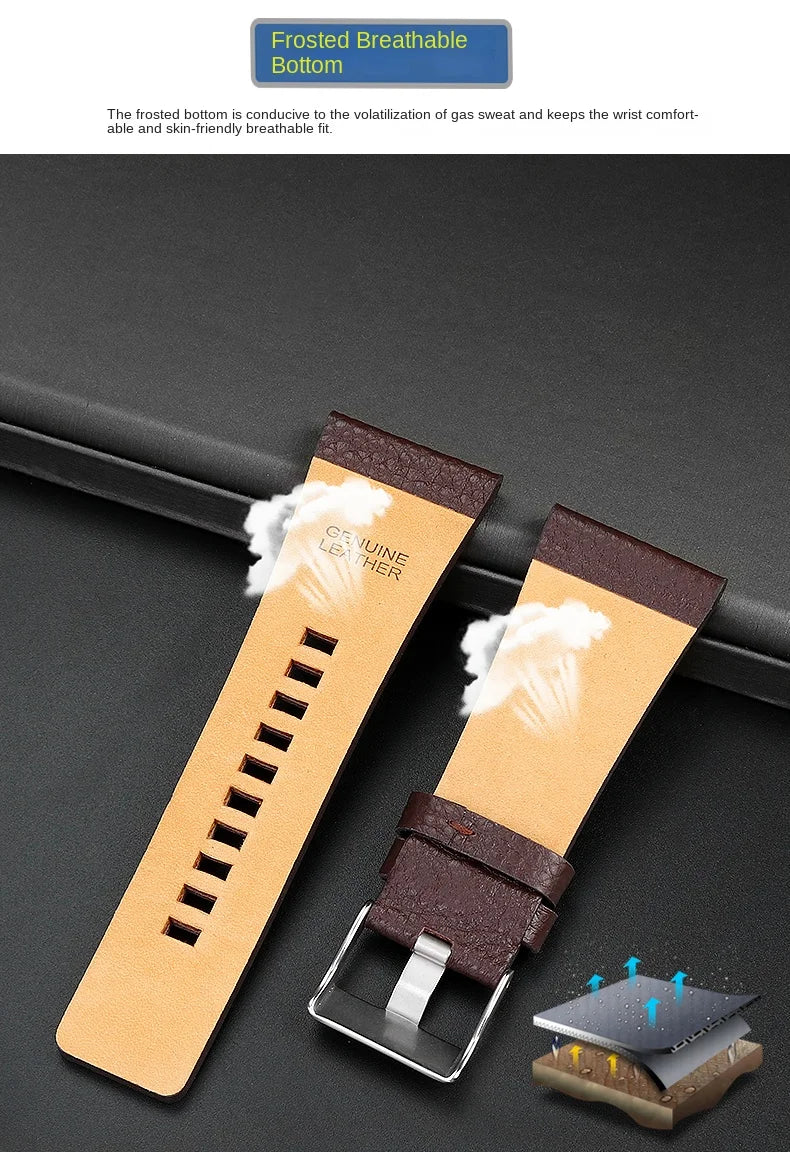 22/24/26/28/30/32mm For diesel Genuine Leather Strap Bracelet DZ7311 DZ7332 DZ7314 DZ1405 DZ4323 Watch Band Man's Black Brown