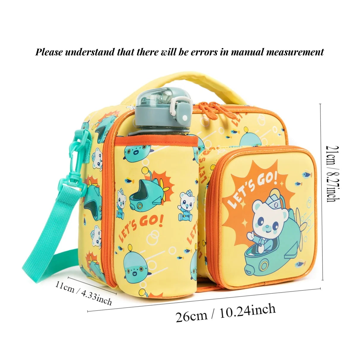 1 Pcs Yellow New The Octonauts Cartoon Cute Print Insulated Crossbody Children's Tote Lunch Bag Brave To Explore The Ocean