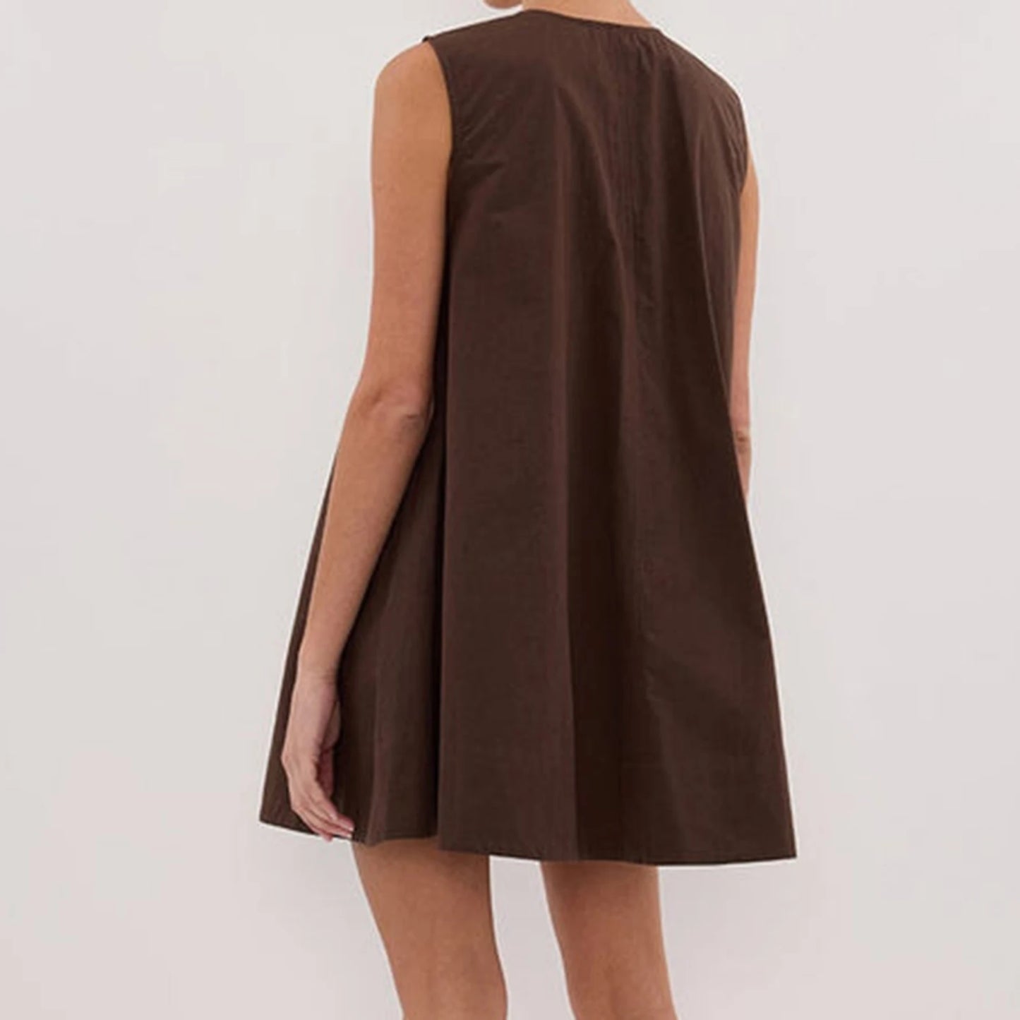 New Fashion Womens V Neck Tank Dress Sleeveless Solid Color Loose Beach Dresses With Pocket Club Street Style Hot Sale S-XL
