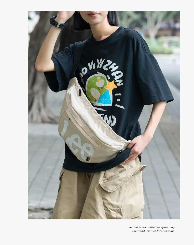 LEE Unisex Independent IPad Pocket Crossbody Bag Male Women Waterproof Sport Single Shoulder Extra Large Waist Bag Fanny Pack