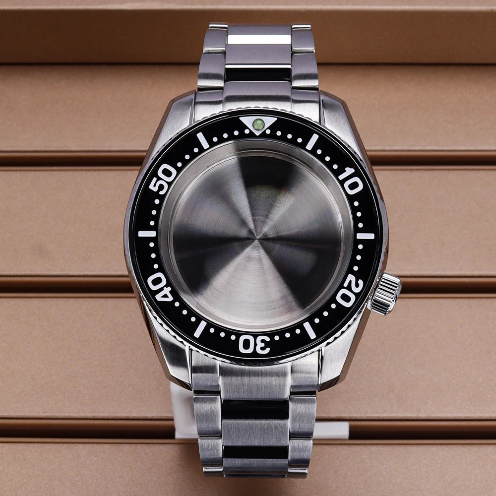 Diver NH35 42mm Watch Case Sapphire Glass Solid Bottom Cover For SPB185J1/187J1 NH34 NH35 NH36/38 Movement Stainless Steel Strap
