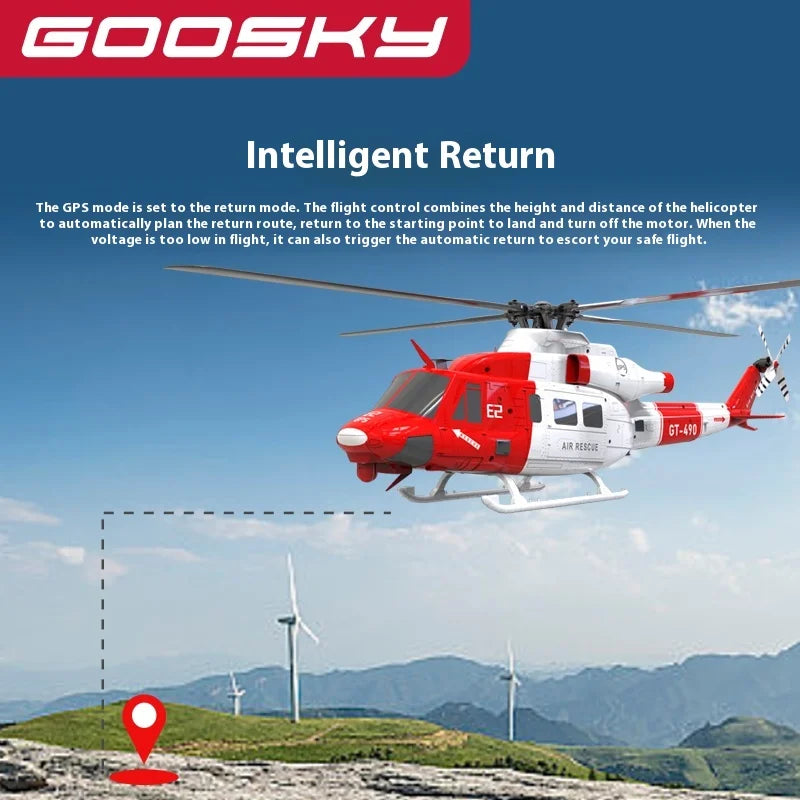 2025 New 1:35 Goosky E2 Remote-Controlled Helicopter Gps Intelligent Drone Resembling Real Uh-1y Helicopter