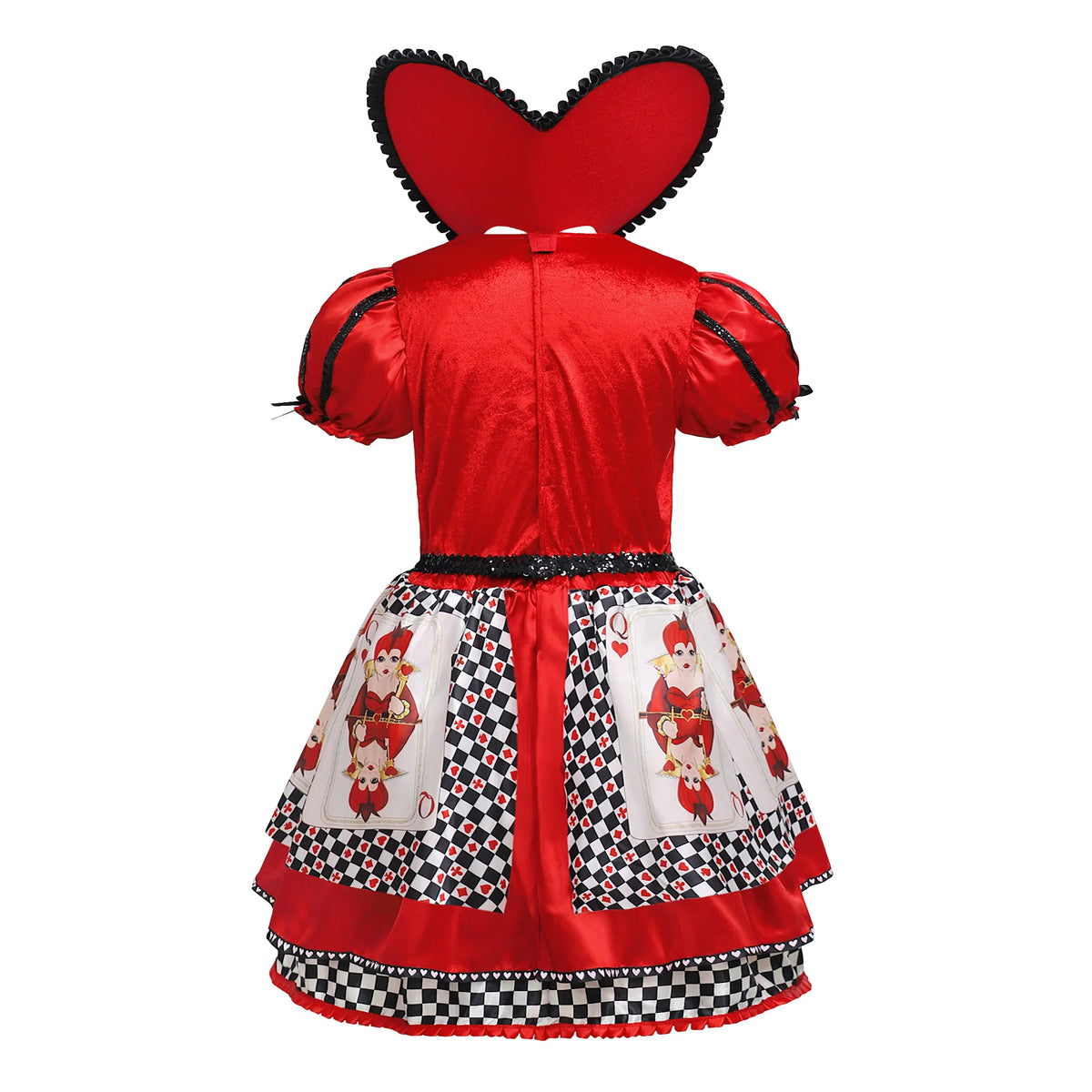 Halloween Red Queen Hearts Cosplay Girls Costume Poker Print Wonderland Birthday Party Dress Girl Stage Drama Show Kids Clothing