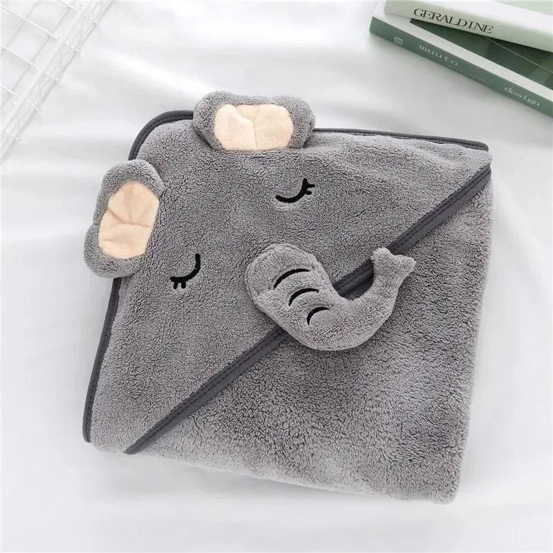 80*80cm/ Cartoon Baby Bath Towel Body Hooded Polyester Fiber Baby Bathrobe Newborn Swaddling Girl and Boy Baby Blanket