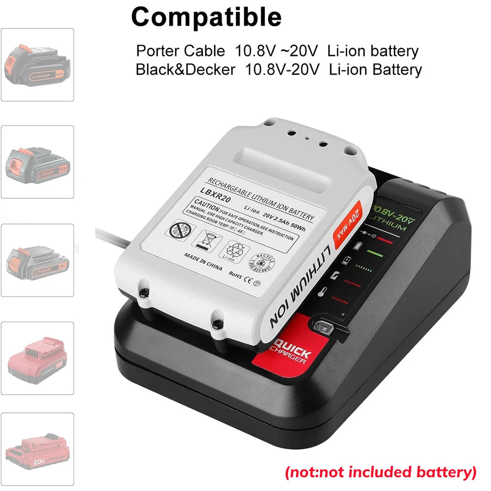 EU Plug 18V Replacement Lithium Battery Charger for Black and Decker PORTER CABLE Stanley Lithium Battery Charger 2A 10.8-20V