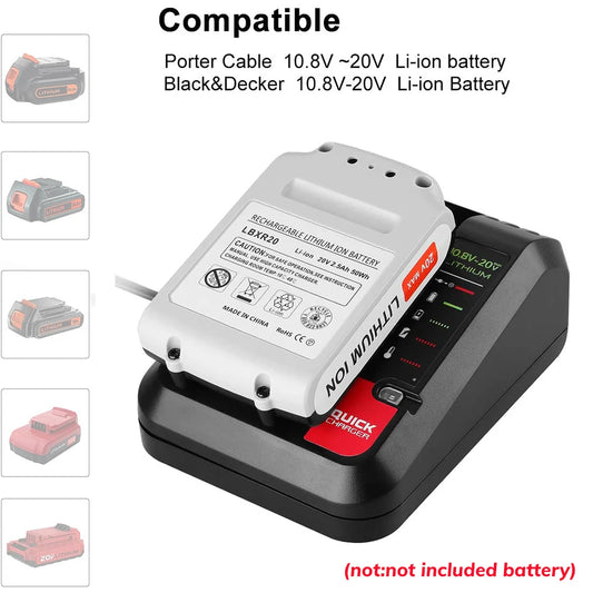 EU Plug 18V Replacement Lithium Battery Charger for Black and Decker PORTER CABLE Stanley Lithium Battery Charger 2A 10.8-20V