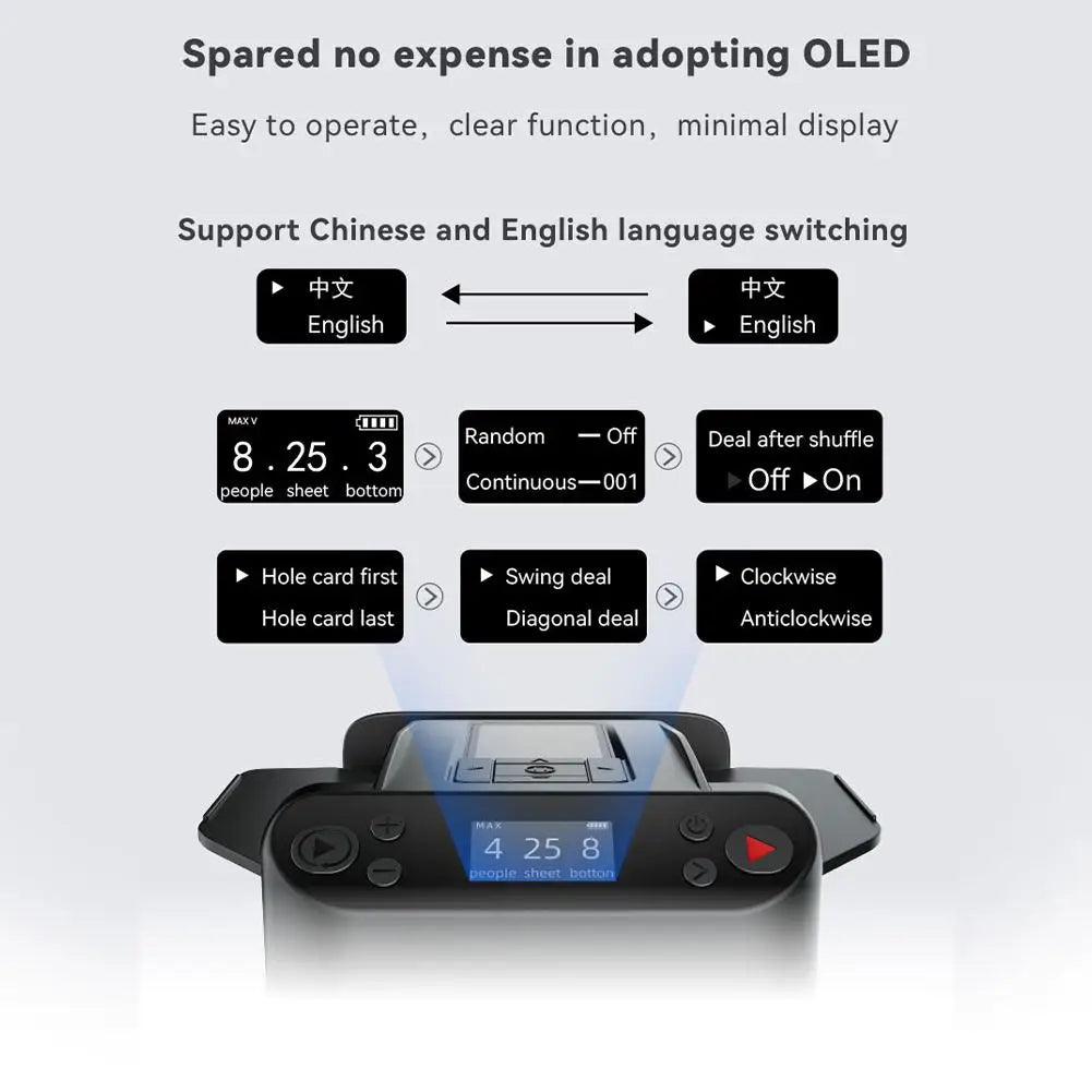 Automatic Card Dealer Machine 360° Rotating Card Shuffler Dealer 5200mAh USB Rechargeable Casino Playing Card for Texas Hold'em