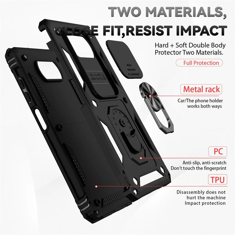 For Xiaomi Poco X3 Pro Case Armor Car Magnetic Holder Phone Cases For Poco X3 NFC X 3 Pro X3Pro Slide Camera Protect Back Cover