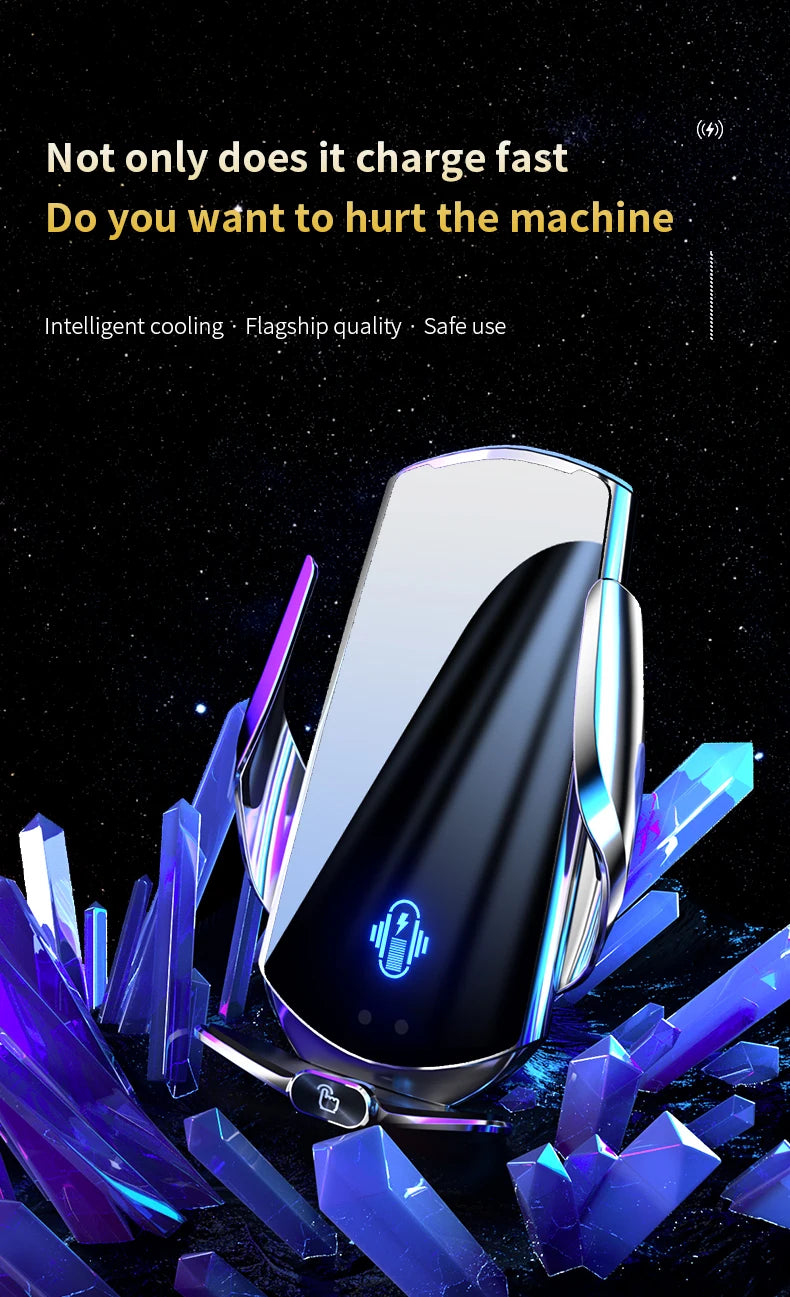 Car Phone Holder Wireless Charger Automatic Intelligent triple sensing magnetic suction charging For Universal All Mobile Phones