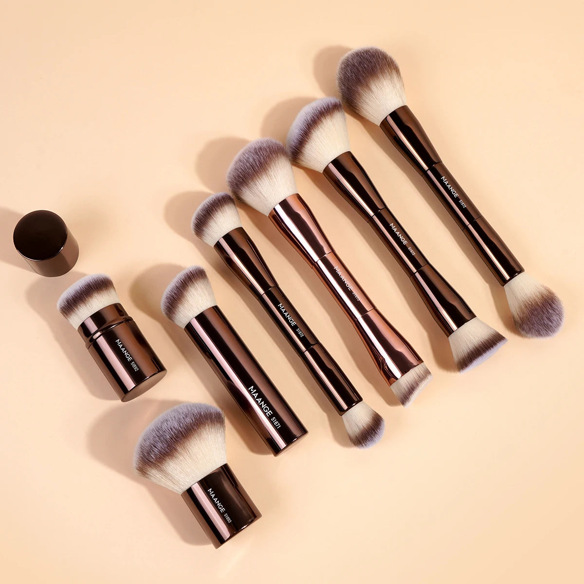 MAANGE Professional Makeup Brush Set Double Head Foundation Powder Concealer Blush Makeup Brush Soft Fiber Hair Cosmetic Beauty