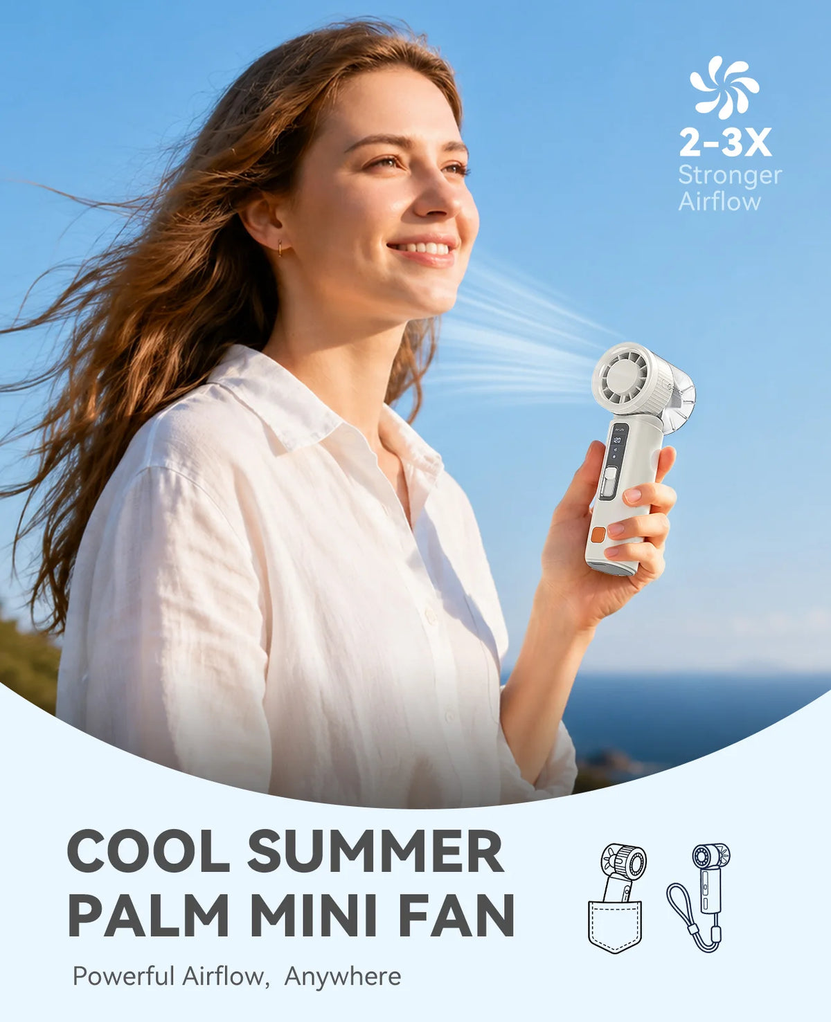 ORICO Portable Handheld Turbo Fan TEC Semiconductor Cold Cooling Mini Pocket Fan 120 Speed Digital Display Rechargeable Travel O
