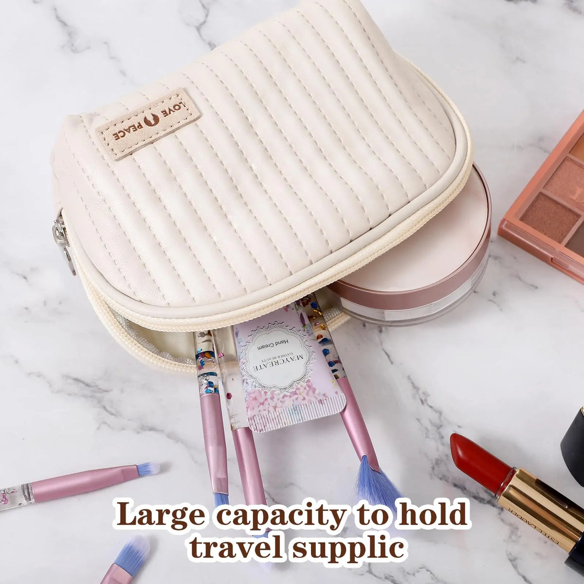 Girl Leather Makeup Bag Women Portable Cosmetic Bag Outdoor Waterproof Toiletries Organizer Female Beauty Bags Makeup Organizer