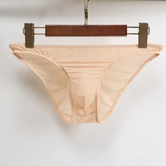 Men's Sexy Underwear Thin Translucent Panties Low-Waist Bikini Underpants U Convex Pouch Briefs Thong Tanga Slip