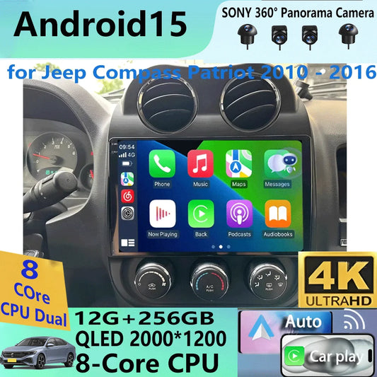Android15 video Player Car Radio For Jeep Compass Patriot 2010 - 2016 Autoradio Stereo 2 Din GPS Navigation Carplay DSP WIFI+4G