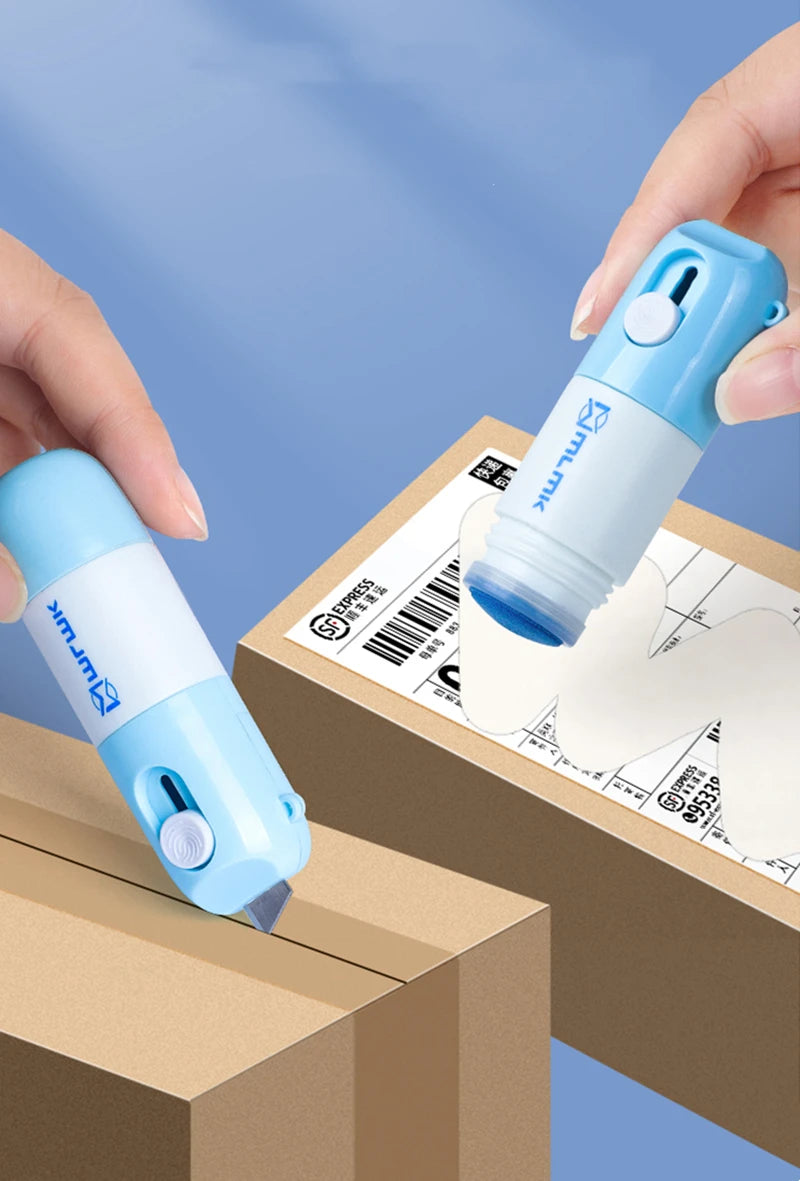 2 In 1 Thermal Paper Correction Solution & Parcel Box Opening Knife Home Office Identity Data Security Protection Liquid Eraser