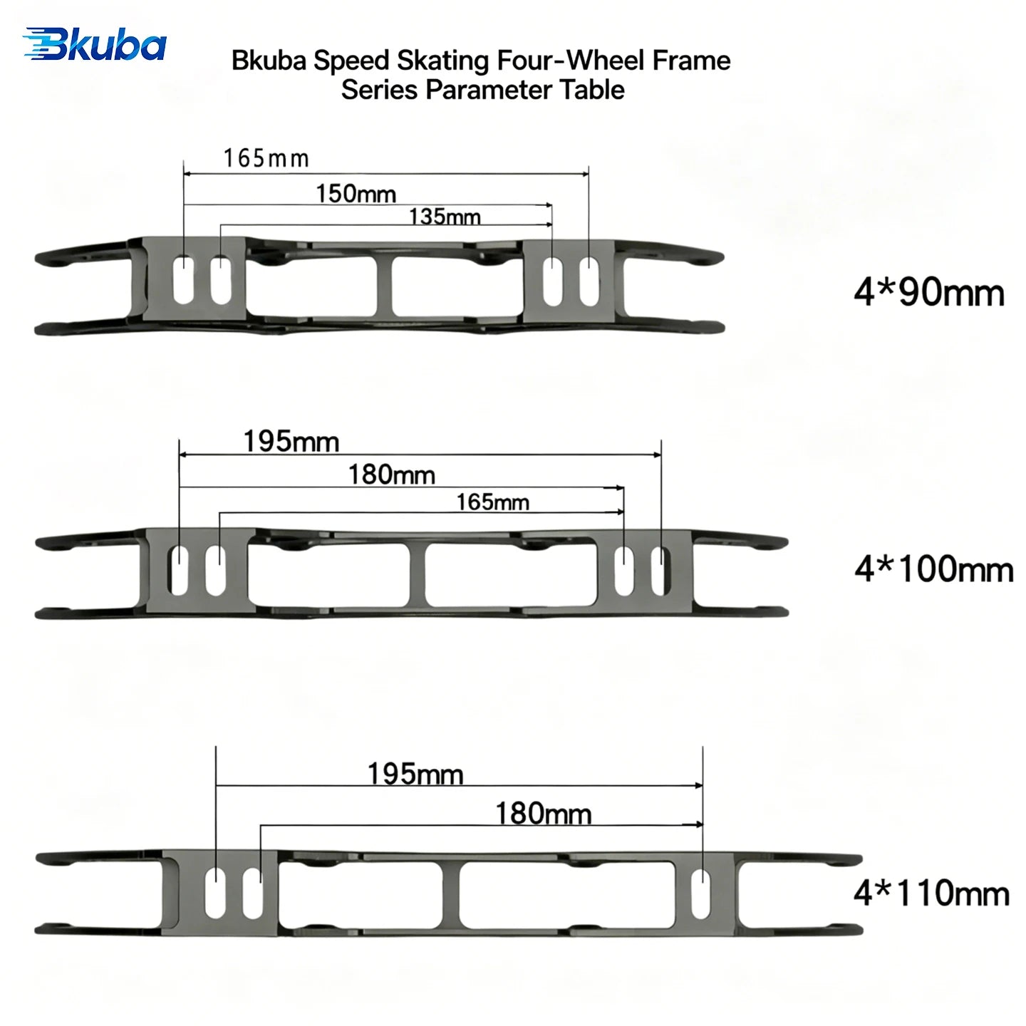 BKuba 4x90/100/110mm Speed Skate Frame, Aircraft Grade Aluminum CNC Machined Inline Skate Bracket