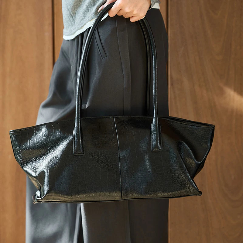 Luxury Vintage Crocodile-embossed Tote,women's Large-capacity Shoulder Handheld Bag,stylish Minimalist Casual Commuter Tote Bags