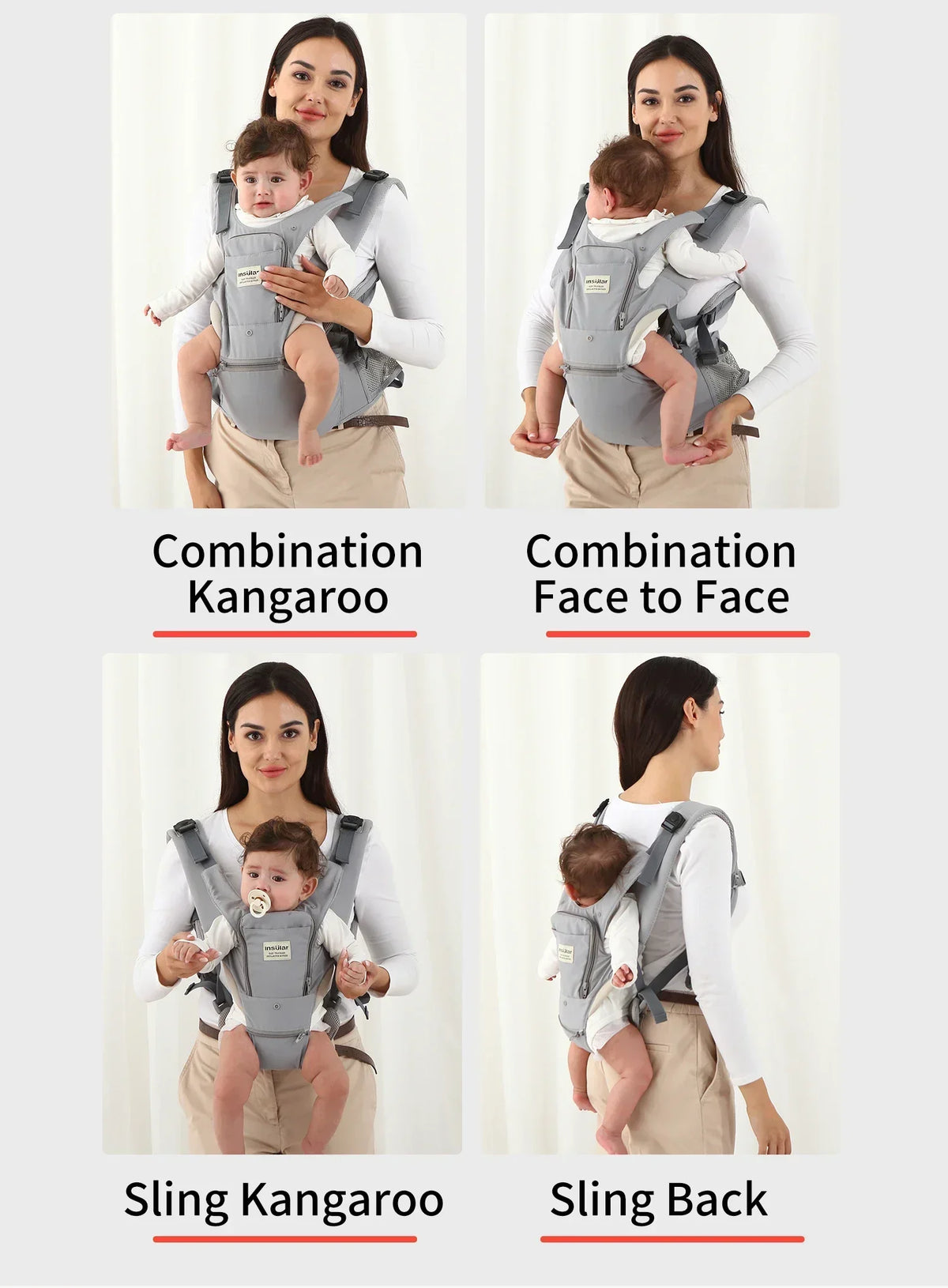Baby Four Seasons Style Carrier Multi-functional Child Waist Stool Breathable Waist Stool With Hip Seat Front Hold Portable 0-2Y