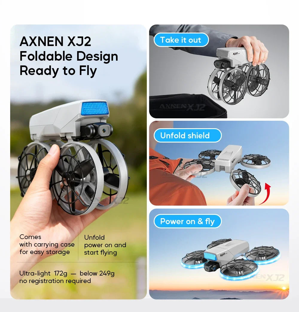 XJ2 Mini Drone 8K HD Camera, Foldable Brushless RC Quadcopter, Remote Control Toy for Kids Teens Beginners Gift Drone