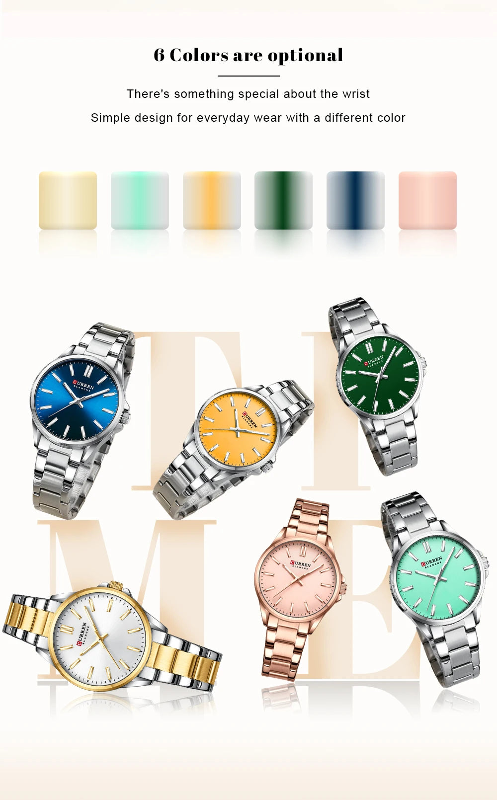 CURREN Exquisite Minimalist Women Watch Luxury Fashion Stain Steel Ladies Waterproof Quartz Wristwatch Rose Gold Female Clock