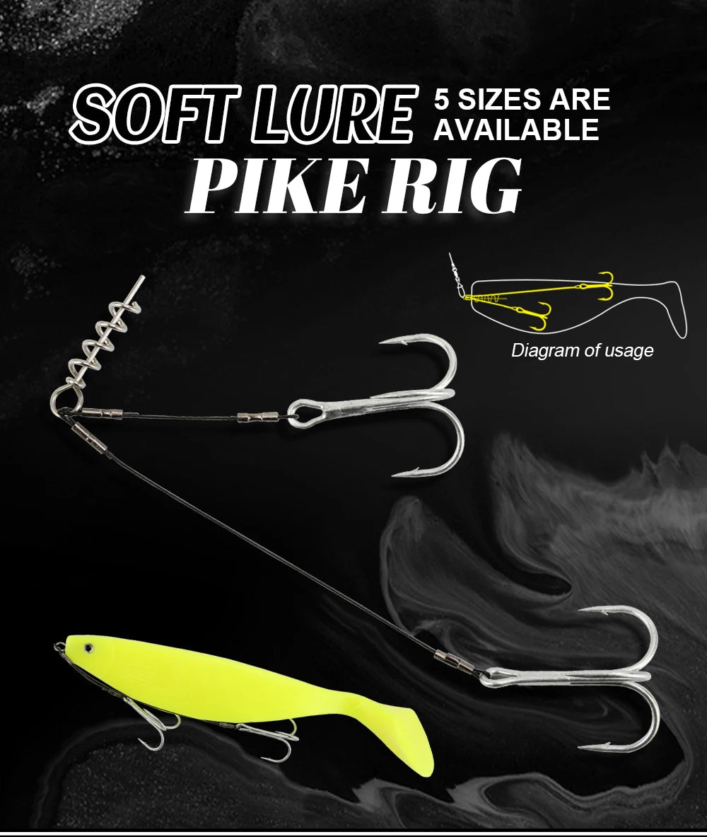 Spinpoler Corkscrew Stinger Rig Hook Double Sharp Treble Pike Bass Fishhook High-Carbon Steel For Soft Lure Fishing Equipment