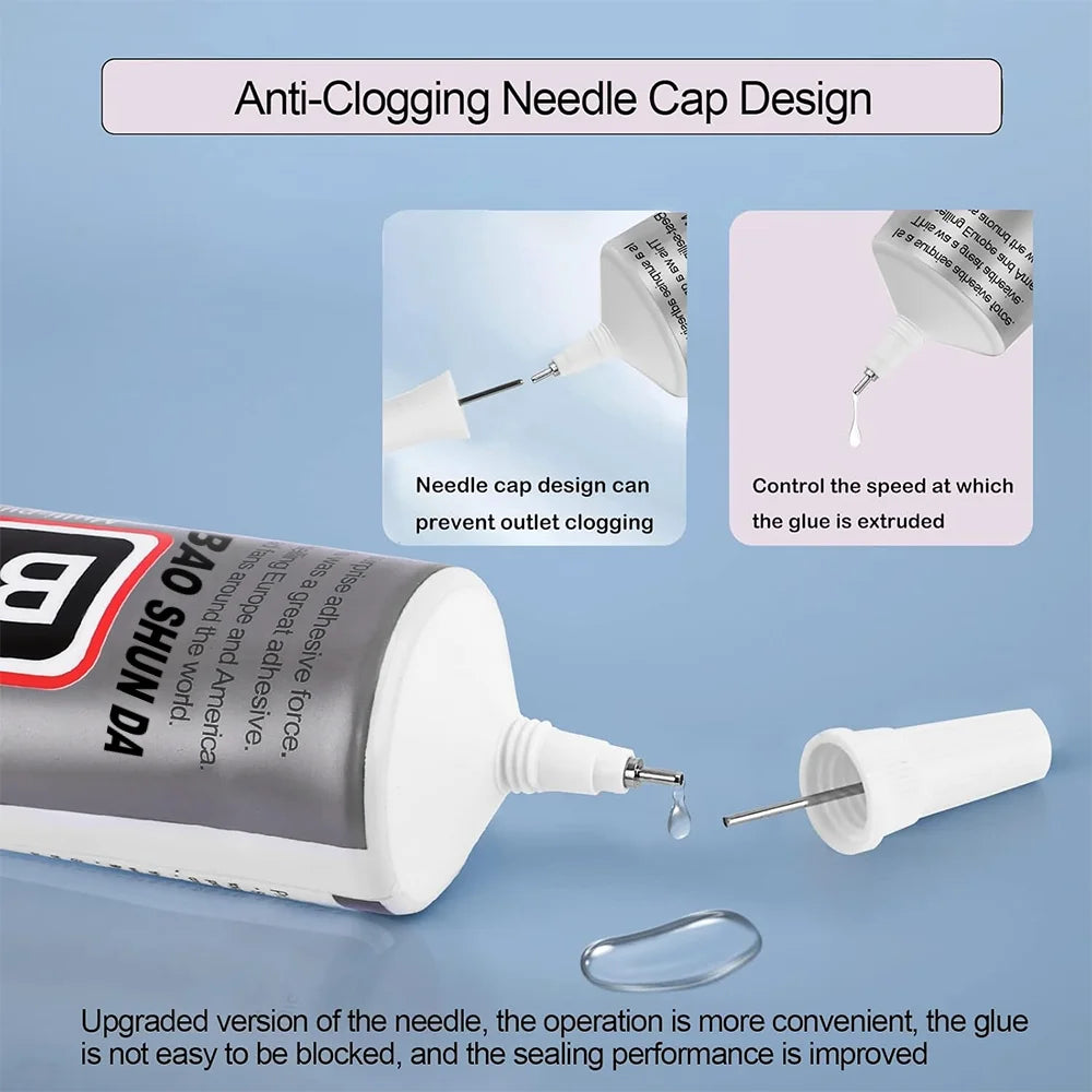 High-quality B-7000 semi-fluid high-viscosity glue, transparent waterproof adhesive, with precise needle adapted to rhinestone crafts jewelry diy jewelry mobile phone case 110ml1-5pcs.