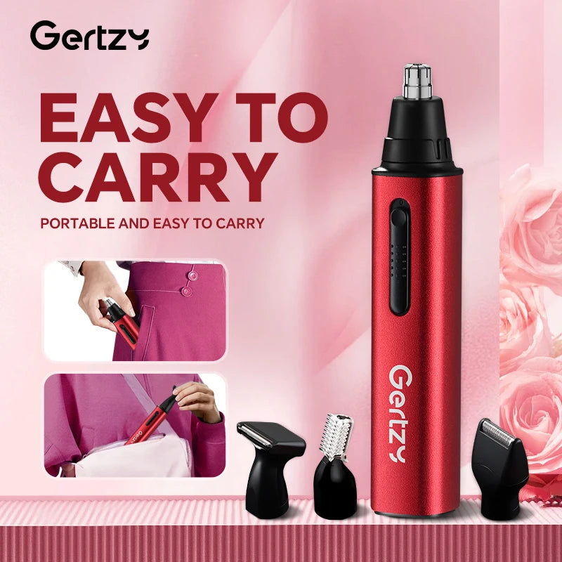 1 rechargeable ear and nose hair clipper kit - USB charging, 4 interchangeable heads, men's and women's portable design