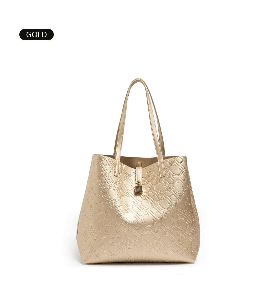 CH Luxury Tote Handbag For Women Large Capacity Work Shoulder Bag Elegant Golden Shopping Shoulder Purse