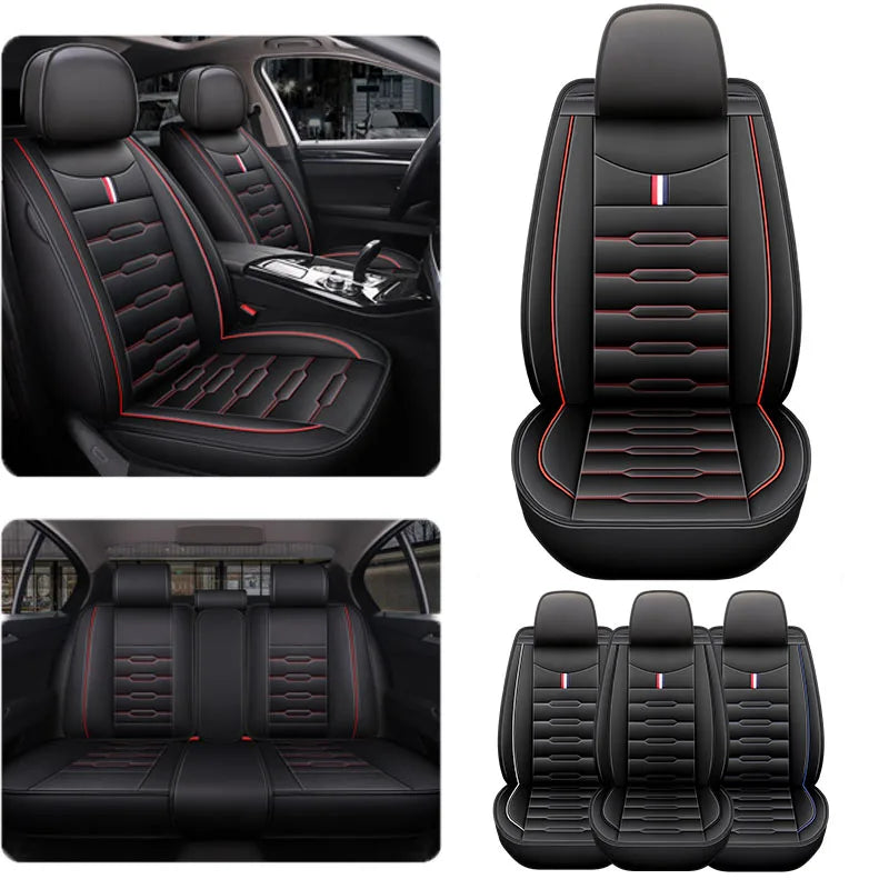 5- Seater Full Seat Universal Car Seat Cover, Breathable and Waterproof Faux Leather Automotive Seat Covers for Cars SUV Sedan