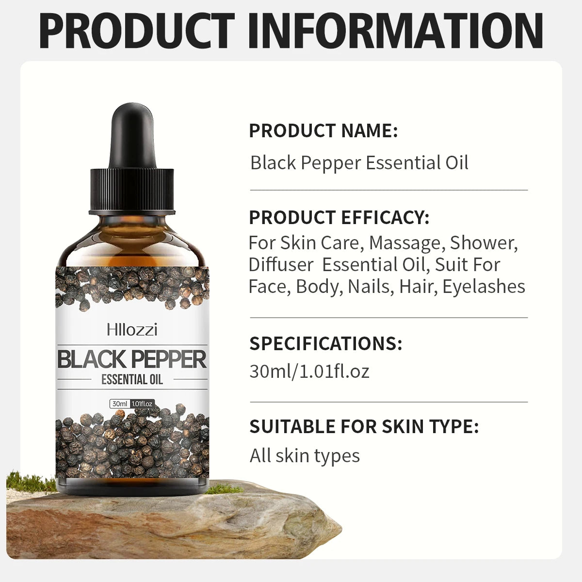 30ml Black Pepper Essential Oil Pure Essential Oil Relieve Stress Suitable for Aromatherapy Candles Car Diffuser Humidifier